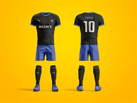 Download Football Kit with V-Neck T-Shirt Mockup / Front View